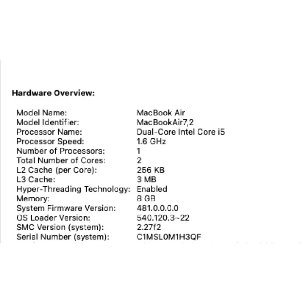 Apple MacBook Air Laptop i5 1.6GHz 13